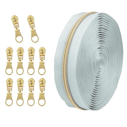 1 Set Reißverschluss mit Schiebern, Nr. 5 Nylon-Reißverschluss-Set, hellgoldene Zähne, Länge 4,5 Meter, for Nähprojekte(223) von POQAX