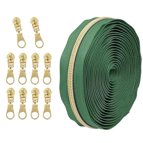 1 Set Reißverschluss mit Schiebern, Nr. 5 Nylon-Reißverschluss-Set, hellgoldene Zähne, Länge 4,5 Meter, for Nähprojekte(225) von POQAX