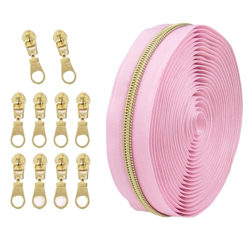 1 Set Reißverschluss mit Schiebern, Nr. 5 Nylon-Reißverschluss-Set, hellgoldene Zähne, Länge 4,5 Meter, for Nähprojekte(226) von POQAX