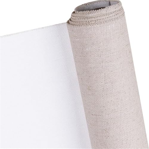 Professionelle Blanko-Leinwandrolle, 21/47/57 cm Breite, 5 m Leinen-Mischgewebe, grundiert, Leinwandrolle zum Malen, 1 Stück (57 cm) von POQAX