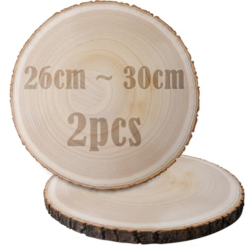 2 Stück Holzscheiben, Runde Naturholz Baumscheiben, Holz-Scheiben mit 26-30 cm Durchmesser, Runde Holzscheibe für Weihnachten Dekoration, Hochzeit und DIY Handwerk Holz 2 Stück Holzscheiben, Runde Naturholz Baumscheiben, Holz-Scheiben mit 26-30 cm Durchmesser, Runde Holzscheibe für Weihnachten Dekoration, Hochzeit und DIY Handwerk Holz von PORFOYO