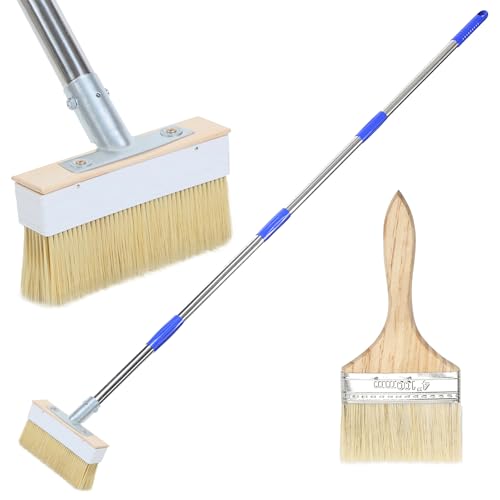 Flächenstreicher Pinsel, Terrassen-Pinsel Pinselset Lasurpinsel Mit Langem Griff, Borstenpinsel Deckenbürste Terrassenpinsel Tapetenbürste Streichbürste Malerbürste Für Wände, Zaun, Decken, Wand 160cm von PORFOYO