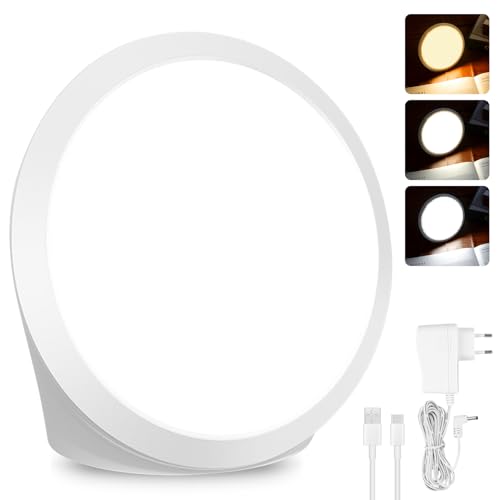PORFOYO Tageslichtlampe 10000 Lux, Lichttherapielampe mit 3 Lichtfarben, 5 Einstellbaren Lichtintensitäten und 6 Timern, Tageslichtlampen, Sonnenlicht Lampe UV-frei für schreibtisch von PORFOYO