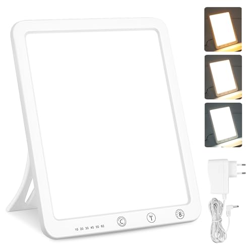 PORFOYO Tageslichtlampe 10000 Lux – Lichttherapielampe mit 3 Lichtfarben, 5 Helligkeitsstufen & 6 Timern – UV-freie Sonnenlicht Lampe für Lichttherapie am Schreibtisch PORFOYO Tageslichtlampe 10000 Lux – Lichttherapielampe mit 3 Lichtfarben, 5 Helligkeitsstufen & 6 Timern – UV-freie Sonnenlicht Lampe für Lichttherapie am Schreibtisch von PORFOYO