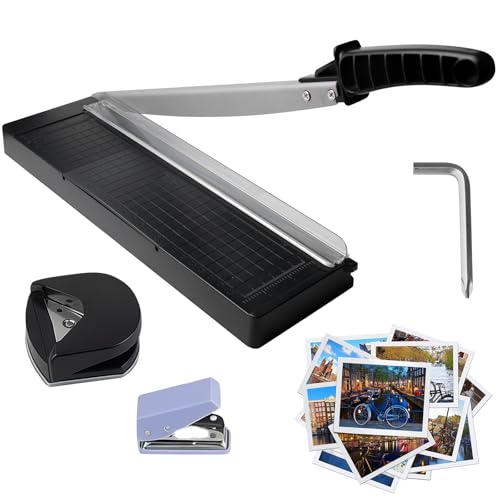 Papierschneider A4, Hebelschneider mit Eckenrunder und Locher, Paper Cutter, Papierschneidemaschine für 8 Blatt Schneidleistung, Fotoschneider, Schneidemaschine Papier Für Hause Schule Büro Papierschneider A4, Hebelschneider mit Eckenrunder und Locher, Paper Cutter, Papierschneidemaschine für 8 Blatt Schneidleistung, Fotoschneider, Schneidemaschine Papier Für Hause Schule Büro von PORFOYO