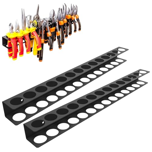 Zangenhalter Wandhalterung, 2 Stück Werkzeughalter Wand aus Stahl Werkzeug Wandhalterung mit 14 Löchern für Schraubendreher Zangen Hammer Organizer für Garage Werkstatt Werkzeugwand, Schwarzer Zangenhalter Wandhalterung, 2 Stück Werkzeughalter Wand aus Stahl Werkzeug Wandhalterung mit 14 Löchern für Schraubendreher Zangen Hammer Organizer für Garage Werkstatt Werkzeugwand, Schwarzer von PORFOYO
