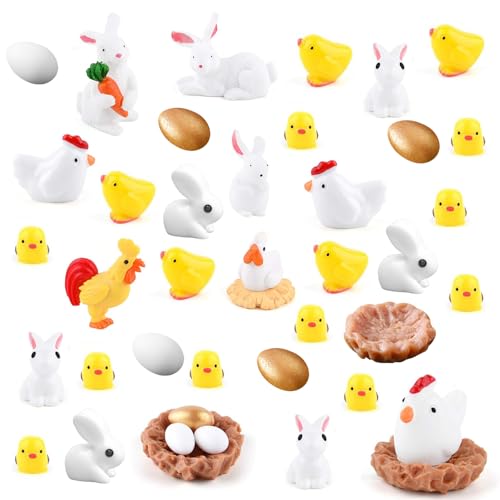 40 Stück Mini Hase Figuren Harz Osterhase Miniatur Kaninchen Figuren Osterhasen Cupcake Toppers 40 Stück Mini Hase Figuren Harz Osterhase Miniatur Kaninchen Figuren Osterhasen Cupcake Toppers von PORUPAEL