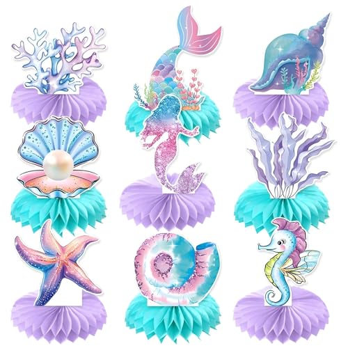 9 Stück Meerjungfrau Geburtstag Deko - Mermaid Tischaufsteller mit Qualle, Korall, Perlmuschel Motiven - Meerjungfrauen Tischdeko für Kindergeburtstag, Unterwasserwelt & Meerjungfrau Party 9 Stück Meerjungfrau Geburtstag Deko - Mermaid Tischaufsteller mit Qualle, Korall, Perlmuschel Motiven - Meerjungfrauen Tischdeko für Kindergeburtstag, Unterwasserwelt & Meerjungfrau Party von PORUPAEL