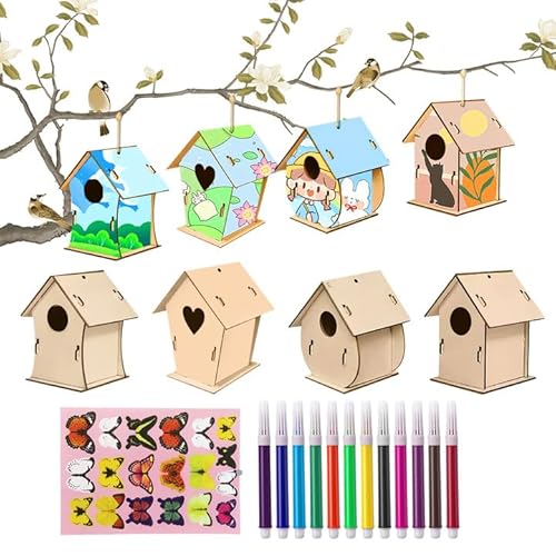 PORUPAEL 8 Stück Vogelhaus Bausatz für Kinder, DIY Holz Vogelhaus zum Bauen und Bemalen, Bastelset Kinder ab 4 Jahre, Spielzeug Geschenke für Jungen Mädchen PORUPAEL 8 Stück Vogelhaus Bausatz für Kinder, DIY Holz Vogelhaus zum Bauen und Bemalen, Bastelset Kinder ab 4 Jahre, Spielzeug Geschenke für Jungen Mädchen von PORUPAEL