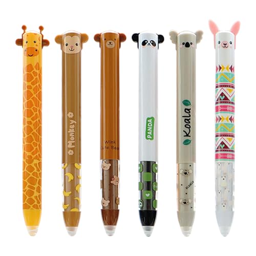 PORUPAEL Set mit 6 Radierbaren Gelstiften mit Rote und Blaue Tinte, Radierbarer Kugelschreiber, Tintenroller Radierbar Tinte Süßer Cartoon 0,7 mm Spitze, Panda, Schwein, Affe, Karaoke, Bär, Giraffe PORUPAEL Set mit 6 Radierbaren Gelstiften mit Rote und Blaue Tinte, Radierbarer Kugelschreiber, Tintenroller Radierbar Tinte Süßer Cartoon 0,7 mm Spitze, Panda, Schwein, Affe, Karaoke, Bär, Giraffe von PORUPAEL