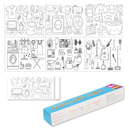 Schneidbare Zeichenrolle Für Kinder Children's Drawing Roll 30*300cm Malrolle Für Kinder Graffy Roll Ausmaltischdecke Maltischdecke Kinder DIY Zeichenrolle Lernspielzeug Für Kinder (Glückliches Leben) von PORUPAEL