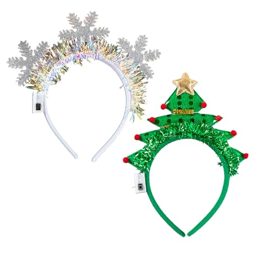 Weihnachts-Stirnband, blinkendes Stirnband, LED-Weihnachts-Kugelkopf-Bopper, Weihnachts-Kopfbedeckung, Haarreifen für Weihnachtsfeier, Gastgeschenke (Weihnachtsbaum) von PORUPAEL