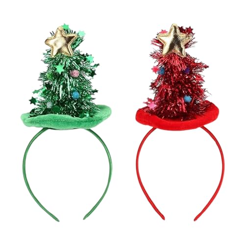 Weihnachts-Stirnband, blinkendes Stirnband, LED-Weihnachts-Kugelkopf-Bopper, Weihnachts-Kopfbedeckung, Haarreifen für Weihnachtsfeier, Gastgeschenke (Weihnachtsmütze), 2 Stück von PORUPAEL