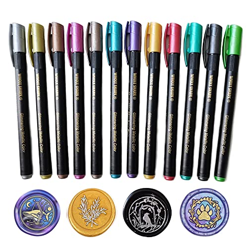 Wachssiegelstift-Set, PORXFLY 12 Stück Metallic-Markerstifte für Wachssiegelstempel, Dekorieren, Wachssiegel Set, geeignet für alle Siegelwachsperlen (12 Stück Wachssiegelstift) von PORXFLY