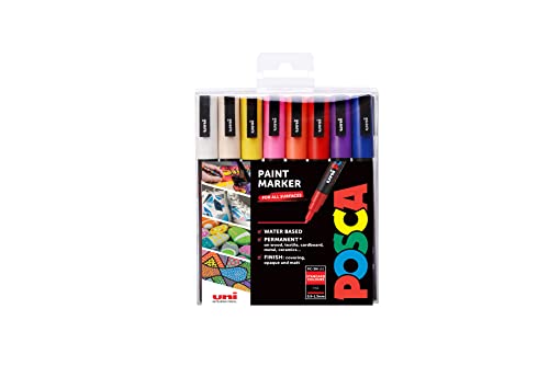 POSCA 153544847 PC-3M „Paint in a Pen“-Set, 1,5 mm breite Kugelspitze, wasserbasierte Filzstifte, 16 Farben von POSCA