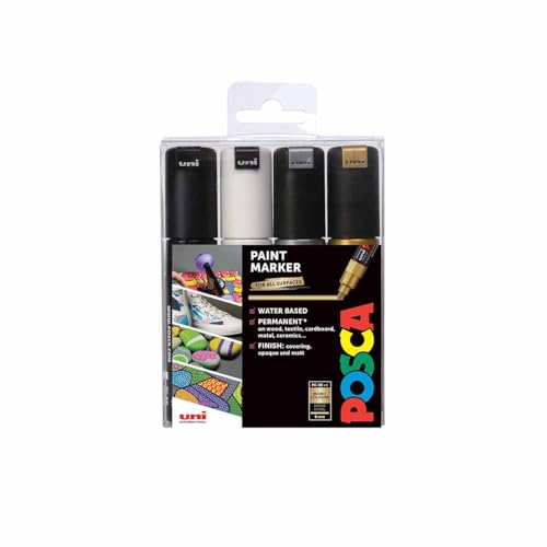 POSCA 153544859 PC-8K „Fluorescent Paint in a Pen“-Set, 8 mm breite Keilspitze aus Acryl, wasserbasierte Filzstifte, 4 Farben POSCA 153544859 PC-8K „Fluorescent Paint in a Pen“-Set, 8 mm breite Keilspitze aus Acryl, wasserbasierte Filzstifte, 4 Farben von POSCA
