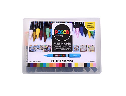 POSCA 153544865 PC-1M „Paint in a Pen“-Sammelbox, 1 mm dünne Spitze, wasserbasierte Filzstifte, 22 Farben von POSCA