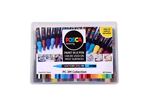 POSCA 153544874 PC-3M „Paint in a Pen“-Box, 1,5 mm breite Spitze, wasserbasierte Filzstifte, 40 Farben von POSCA