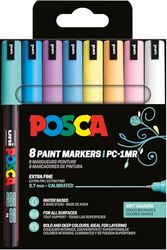 POSCA 181752 - Marker Set POSCA, 8 Acrylstifte PC-1MR, Permanent Marker 0,7 mm Rundspitze von POSCA