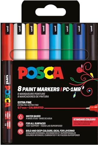 POSCA 181758 - POSCA Marker Set, 8 Acrylstifte PC-1MR, Permanent Marker 0,7 mm Rundspitze von POSCA