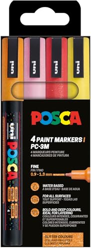 POSCA 186531 - POSCA Marker Set, 4 Acrylstifte Glitzer PC-3M, Permanent Marker 0,9 - 1,3 mm Rundspitze POSCA 186531 - POSCA Marker Set, 4 Acrylstifte Glitzer PC-3M, Permanent Marker 0,9 - 1,3 mm Rundspitze von POSCA