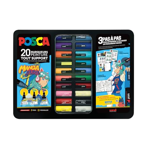 POSCA Manga Hero Stifte Set 20 Acrylstifte, Multi-Support extra feine, feine und mittlere Spitze praktisches Etui und kreative Inhalte POSCA Manga Hero Stifte Set 20 Acrylstifte, Multi-Support extra feine, feine und mittlere Spitze praktisches Etui und kreative Inhalte von POSCA