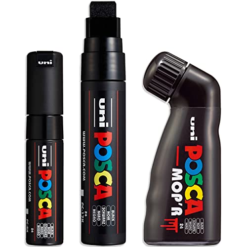Posca - Marker-Set mit breiter Spitze – MOP'R, PC-17K, PC-8K – schwarze Tinte – 3 Stück von POSCA