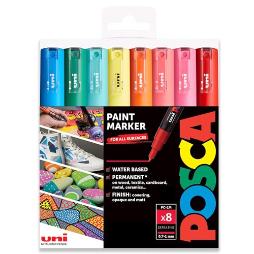 Posca - PC-1M Art Paint Marker – Set mit 8 Stück – in Kunststoffhüllen – Sommertöne von POSCA