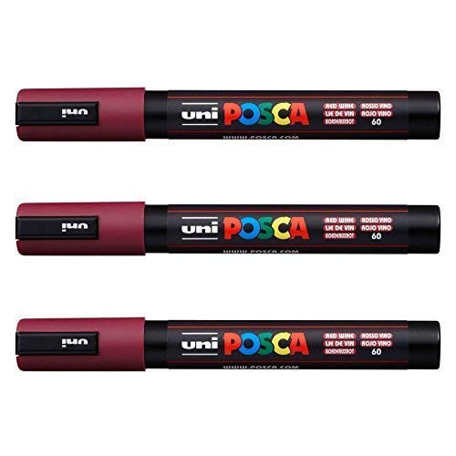 POSCA Uni-Ball PC-5M Marker, 35 Farben erhältlich, Burgunderrot von POSCA