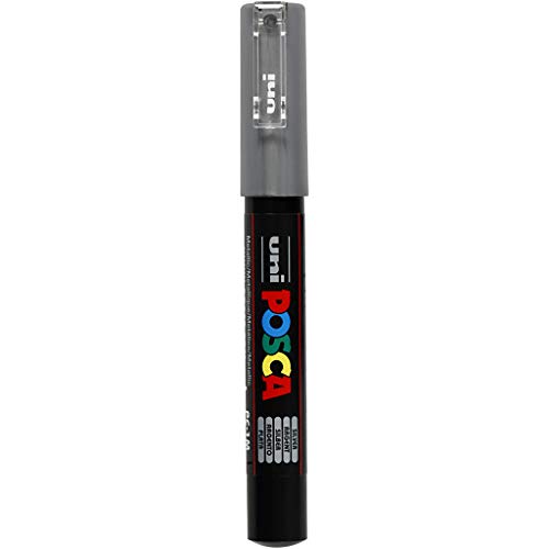 POSCA Uni Marker, 0,7 mm Linie, PC-1M, silber, extrafein, 1 Stück von POSCA