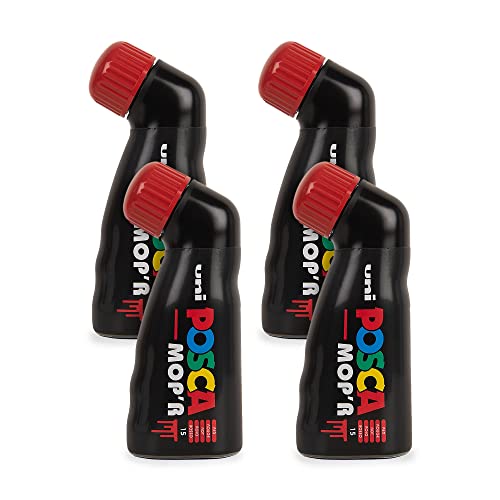 POSCA - Uni Mitsubishi Pencil – Marker MOP'R – runde Spitze XXL 3 – 19 mm – ergonomische Form, halb-glattes Gehäuse – Marker auf Wasserbasis – alle Untergründe – Rot X4 von POSCA