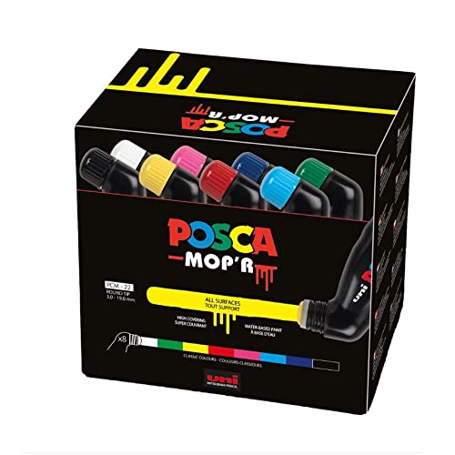 POSCA uni-ball 183208 - POSCA Marker MOP´R PCM-22, 8er Set, runde Stempelspitze 3 - 19 mm, ergonomische Form von POSCA