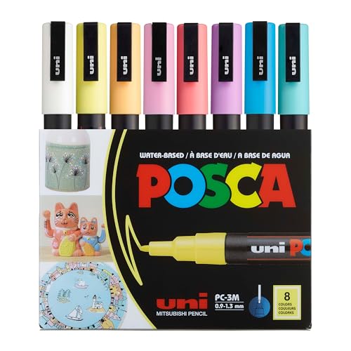 POSCA uni PC3M Stift mit feiner Spitze, weiche Farben, 8 Stück POSCA uni PC3M Stift mit feiner Spitze, weiche Farben, 8 Stück von POSCA