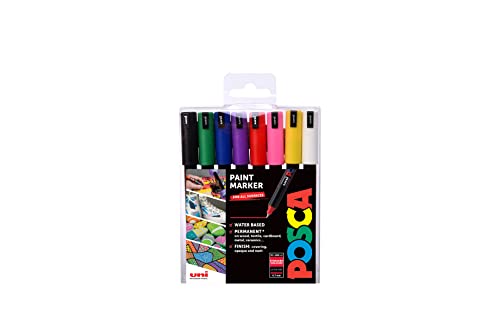 POSCA,F801811, PC-1MR „Paint in a Pen“-Starterset, 0,7 mm ultra-feine Spitze, wasserbasierte Filzstifte, 8 Farben, 8 satz, Multi von POSCA