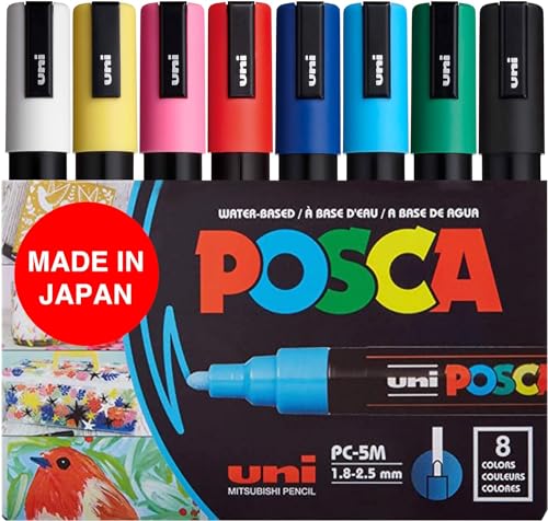 Posca Acrylic Paint Marker Set, 8 Color Medium, PC-5M, Version 2 (PC5M8SET) von Jheppbay
