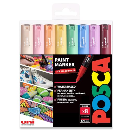 Posca - PC-1M Art Paint Marker - 8er Set - in Kunststoffhülle (Pastelltöne) von POSCA