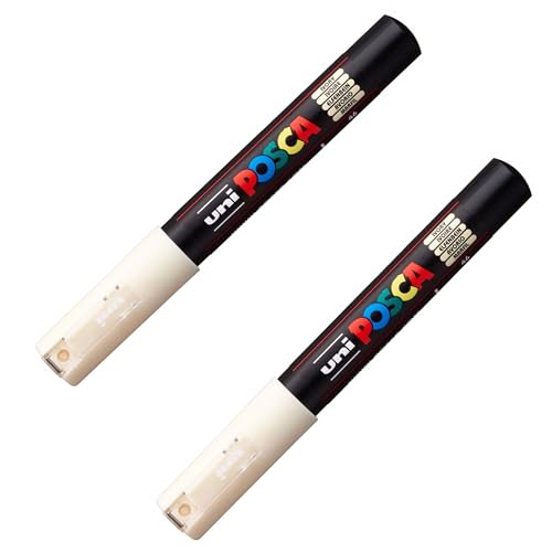 Posca PC-1M Paint Marker Kunststifte – 0,7 mm Spitze – Elfenbeinfarbene Tinte – 2 Stück von POSCA