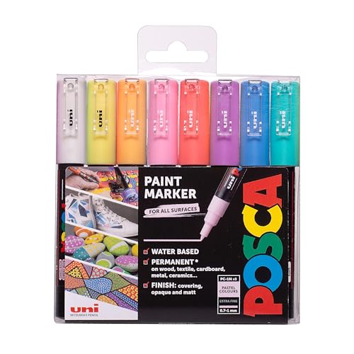 Posca PC-1M Permanent-Marker auf Wasserbasis, extra feine Spitze für Kunst und Handwerk, vielseitig einsetzbar auf Holz, Metall, Papier, Karton, Glas, Stoff, Keramik und Stein, 8 Stück, sortiert Posca PC-1M Permanent-Marker auf Wasserbasis, extra feine Spitze für Kunst und Handwerk, vielseitig einsetzbar auf Holz, Metall, Papier, Karton, Glas, Stoff, Keramik und Stein, 8 Stück, sortiert von POSCA