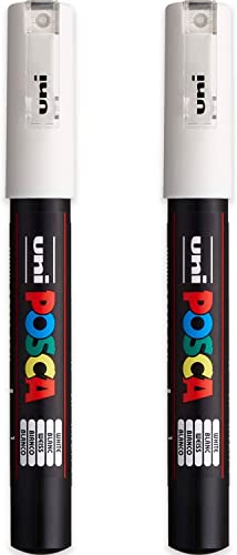 Posca PC-1M Permanentmarker, wasserbasiert, für verschiedene Oberflächen, 0,7 mm Spitze, weiße Tinte, 2 Stück Posca PC-1M Permanentmarker, wasserbasiert, für verschiedene Oberflächen, 0,7 mm Spitze, weiße Tinte, 2 Stück von POSCA
