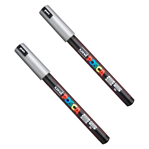 Posca PC-1MR Paint Marker Art Stifte – 0,7 mm Feder – Silbertinte – 2 Stück Posca PC-1MR Paint Marker Art Stifte – 0,7 mm Feder – Silbertinte – 2 Stück von POSCA