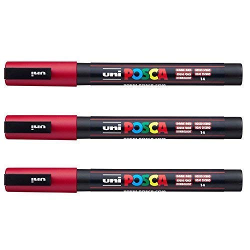 Posca PC-3M Marker von Uni-Ball, in vielen Farben erhältlich dunkelrot von POSCA