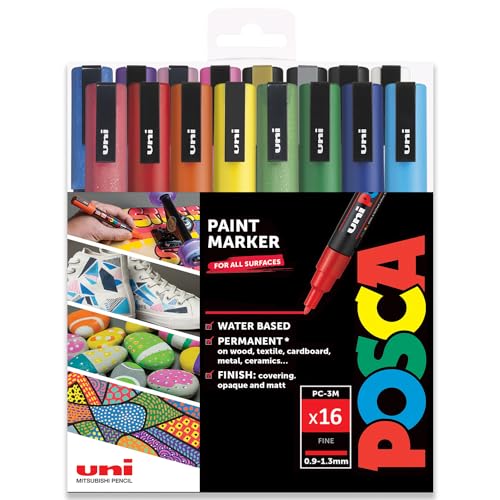 Posca PC-3M Paint Marker Art Pens - 0,9-1,3 mm - Starterset mit 16 Stiften in Geschenkboxen von POSCA
