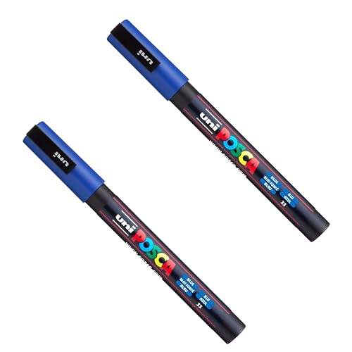 Posca PC-3M Paint Marker Kunststifte – 0,9–1,3 mm Spitze – blaue Tinte – 2 Stück Posca PC-3M Paint Marker Kunststifte – 0,9–1,3 mm Spitze – blaue Tinte – 2 Stück von POSCA