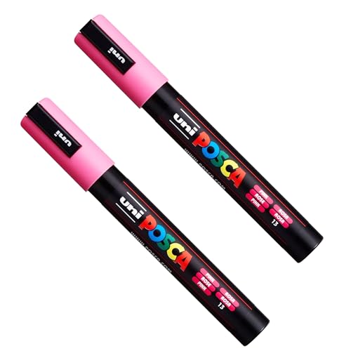 Posca PC-5M Paint Marker Kunststifte – 1,8–2,5 mm Feder – rosa Tinte – 2 Stück von POSCA