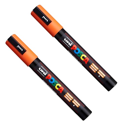 Posca PC-5M Paint Marker Kunststifte – 1,8–2,5 mm Spitze – orange Tinte – 2 Stück von POSCA