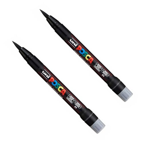 Posca PCF-350 Marker mit Pinselspitze, Kunststift, Stoff, Glas, Metall, Schwarz, 2 Stück Posca PCF-350 Marker mit Pinselspitze, Kunststift, Stoff, Glas, Metall, Schwarz, 2 Stück von POSCA