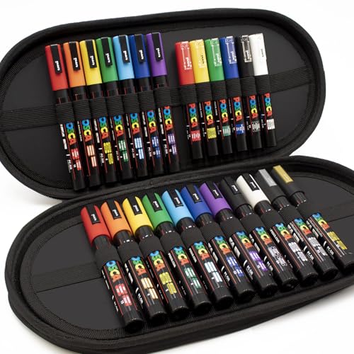 Posca Permanent-Marker auf Wasserbasis, PC-1M / PC-3M / PC-5M Spitzen, für verschiedene Oberflächen geeignet, Geschenketui mit 24 Stiften (unverzichtbares Set) Posca Permanent-Marker auf Wasserbasis, PC-1M / PC-3M / PC-5M Spitzen, für verschiedene Oberflächen geeignet, Geschenketui mit 24 Stiften (unverzichtbares Set) von POSCA