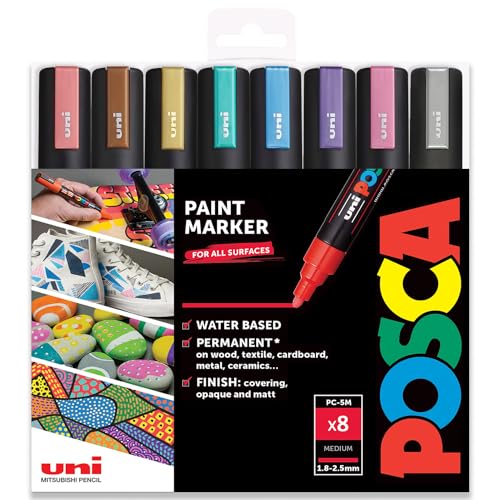 Posca UNI Filzstift-Set, 5 m, Metall, 8 Stück Posca UNI Filzstift-Set, 5 m, Metall, 8 Stück von POSCA