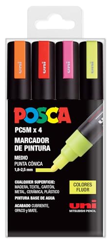 Posca UNI Filzstifte, 5 m, Fluor, 4 Stück Posca UNI Filzstifte, 5 m, Fluor, 4 Stück von POSCA