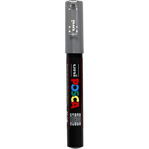 Posca Uni Marker, 0,7 mm Linie, PC-1M, silber, extrafein, 1 Stück Posca Uni Marker, 0,7 mm Linie, PC-1M, silber, extrafein, 1 Stück von POSCA